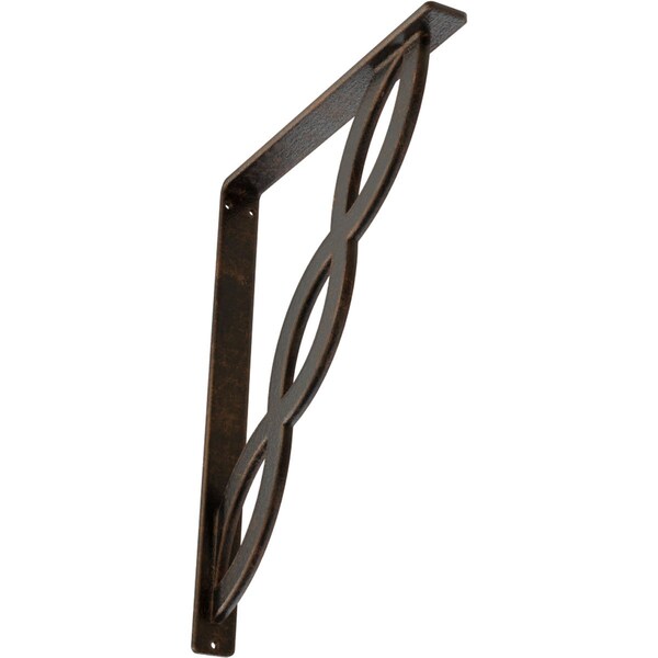 Ekena Millwork Loera Wrought Iron Bracket, (Single center brace), Antiqued Bronze 1 1/2"W x 12"D x 15"H BKTM01X12X15SLOABZ - main